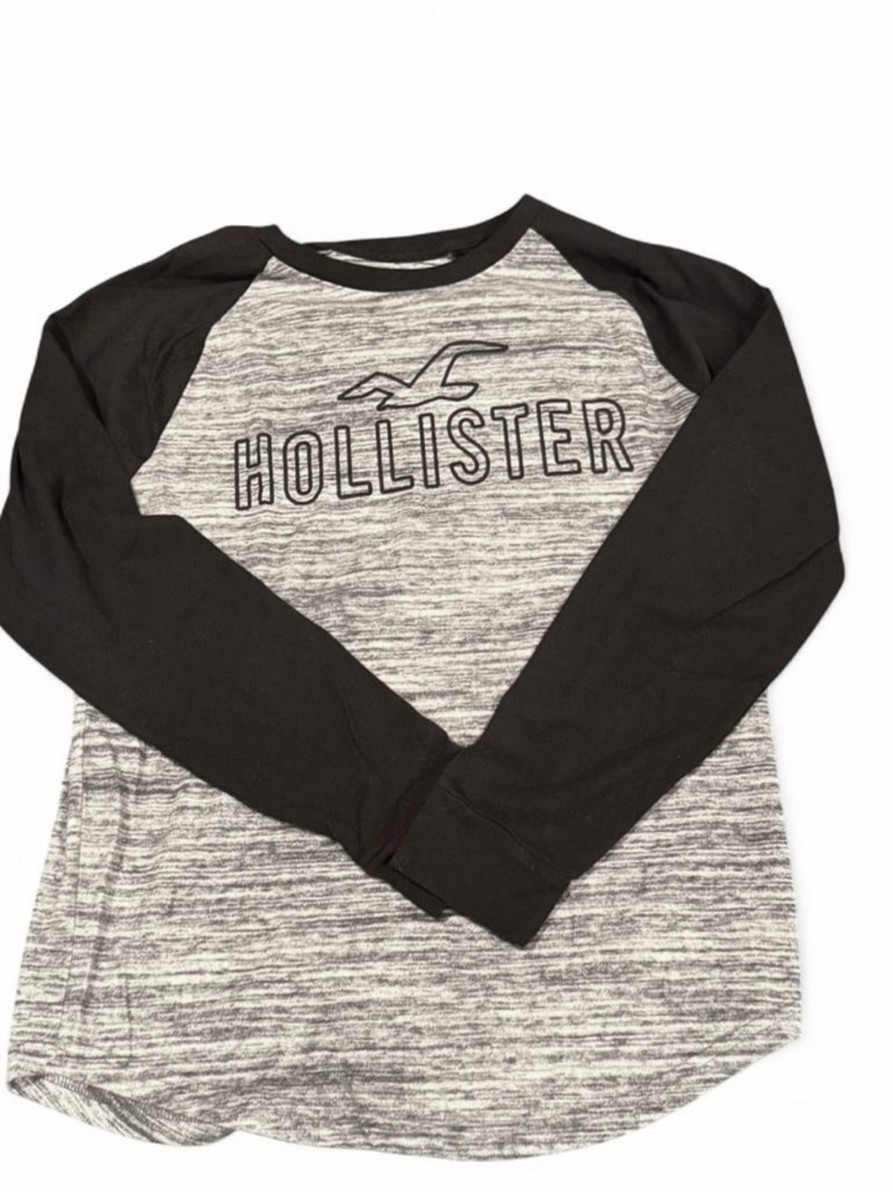 Hollister Black and Gray Raglan Long Sleeve Tee
